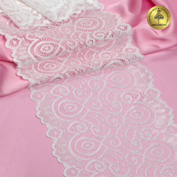 Кружево-стрейч KRUZHEVO арт.TBY.L1351 шир.180мм цв.004 сумрачный белый уп.30м Кружево-стрейч KRUZHEVO арт.TBY.L1351 шир.180мм цв.004 сумрачный белый уп.30м