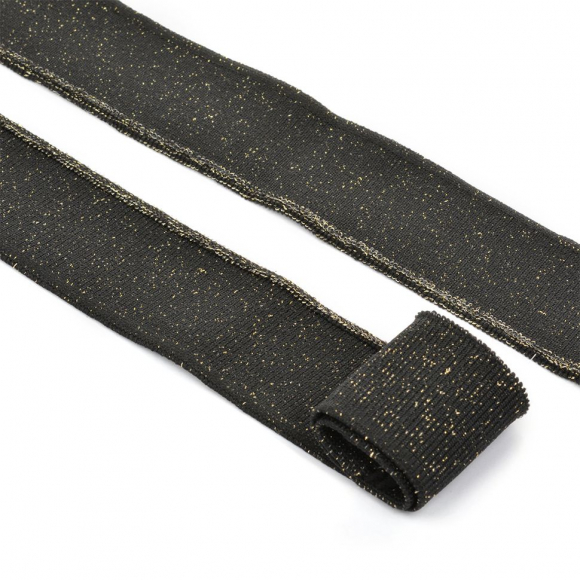 Подвяз трикотажный полиэстер арт.TBY.73062 цв.черный с люрексом золото, 3,5х80см уп.5шт Подвяз трикотажный полиэстер арт.TBY.73062 цв.черный с люрексом золото, 3,5х80см уп.5шт