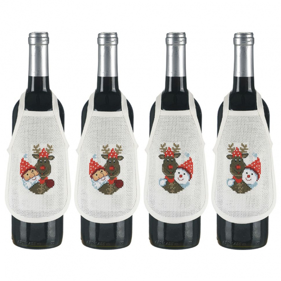 94754_Набор для вышивания фартучков на бутылку "Рудольф" 94754_Набор для вышивания фартучков на бутылку "Рудольф"