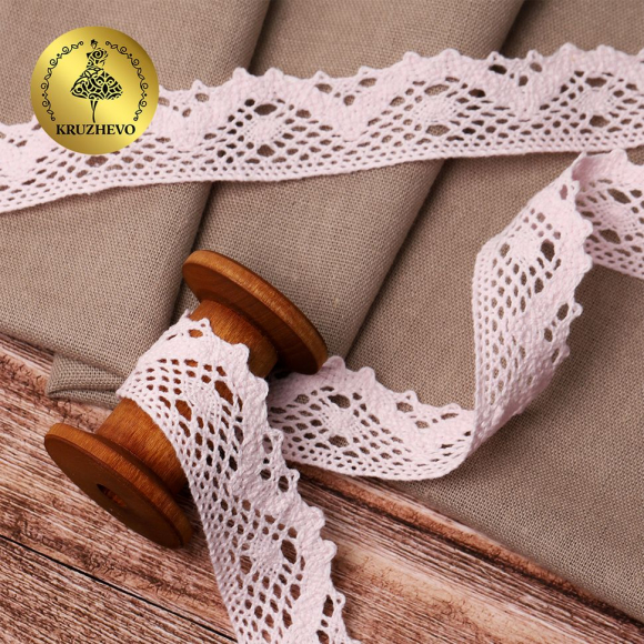 Тесьма вязаная KRUZHEVO 30мм TBY-5234 цв.20 бл.розовый уп.10м Тесьма вязаная KRUZHEVO 30мм TBY-5234 цв.20 бл.розовый уп.10м