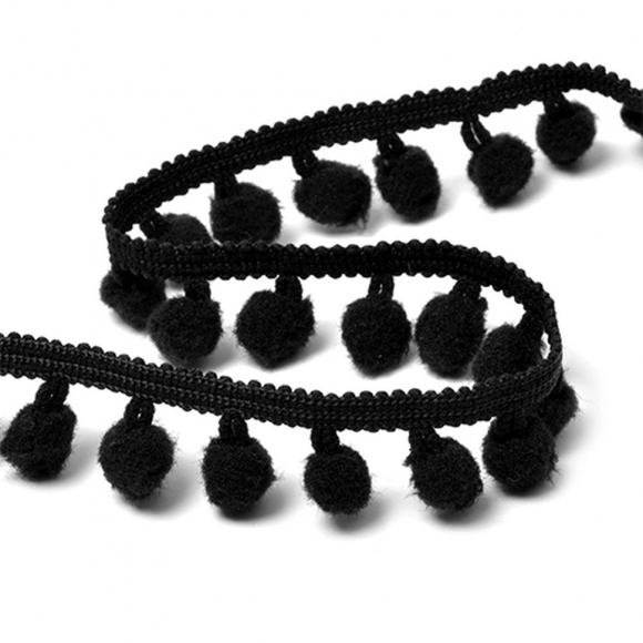 Тесьма с помпонами цв.F322 (031) черный арт.TBY-ТP-20 шир.20мм уп.10м Тесьма с помпонами цв.F322 (031) черный арт.TBY-ТP-20 шир.20мм уп.10м