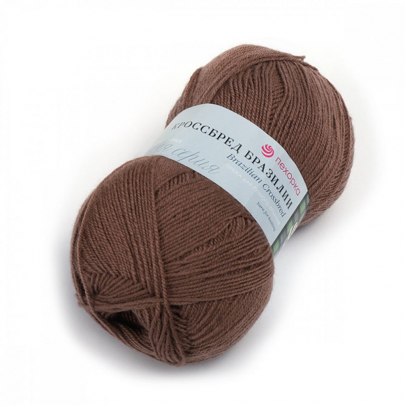 Пряжа для вязания ПЕХ Кроссбред Бразилии (50% шерсть, 50% акрил) 5х100г/490м цв.377 кофейный