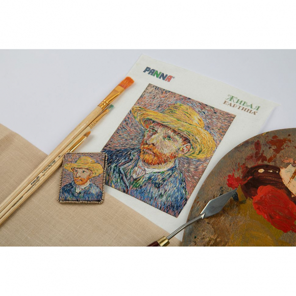 Набор для вышивания PANNA Живая картина арт. MET-JK-2259 Автопортрет в соломенной шляпе 12х14,5 см