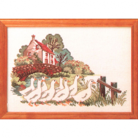 Набор для вышивания OEHLENSCHLAGER арт.76618 Гуси у моста 20х29 см