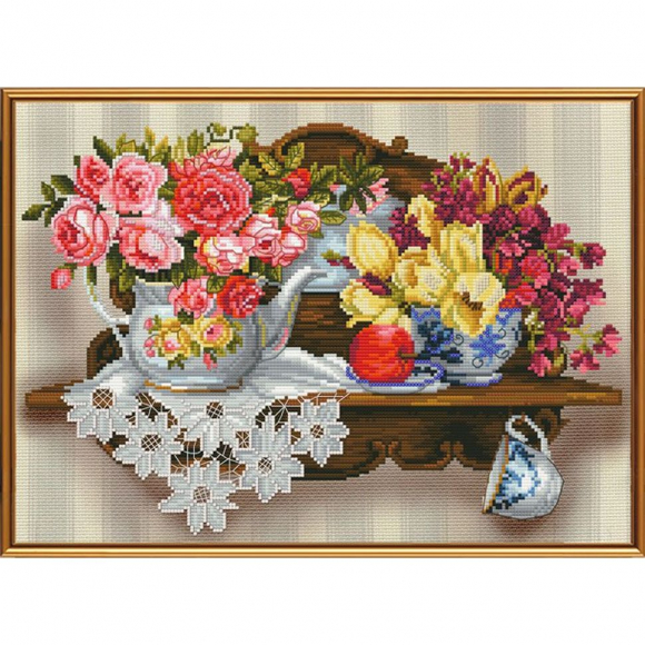 Набор для вышивания бисером НОВА СЛОБОДА арт.ННД3077 Цветочный романс 35х25 см