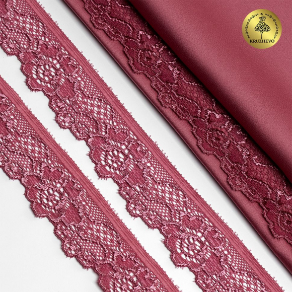 Кружево-стрейч KRUZHEVO арт.TBY.L839 шир.30мм цв.2925/S256 розовый рубин уп.50м