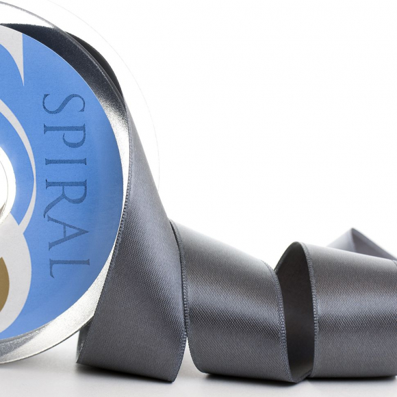 Лента атласная двусторонняя SAFISA, 25 мм, 25 м, цвет 68, серый темный