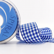 23988_Лента с рисунком клетка SAFISA, 40 мм, 25 м, цвет 13, синий