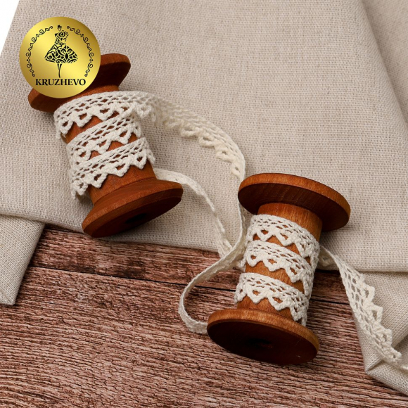 Тесьма вязаная KRUZHEVO 10мм TBY-5036.28 цв.28 молочный уп.10м