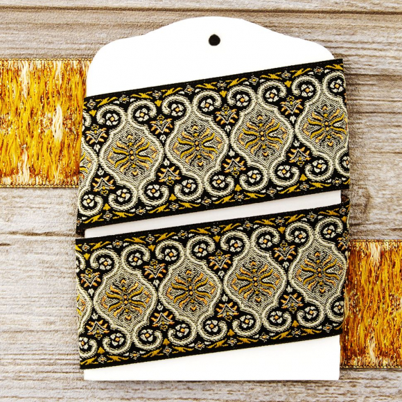 109394_Лента жаккард с люрексом SAFISA, 50 мм, 15 м, цвет 153, с медной нитью 109394_Лента жаккард с люрексом SAFISA, 50 мм, 15 м, цвет 153, с медной нитью