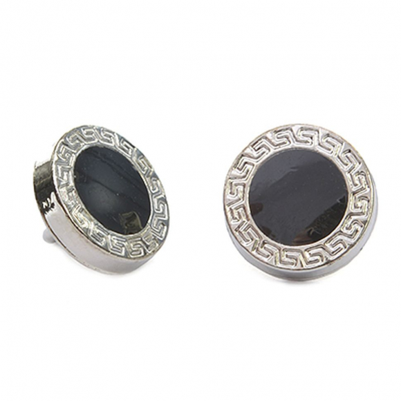 Пуговицы металл TBY.F03 цв.серебро/черный 16L-10мм, на ножке, 50 шт