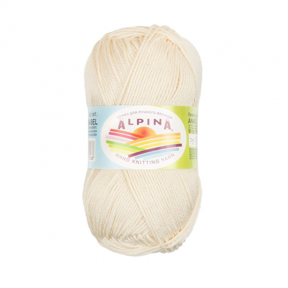 Пряжа ALPINA ANABEL (100% мерсеризованный хлопок) 10х50г/120м цв.172 молочный