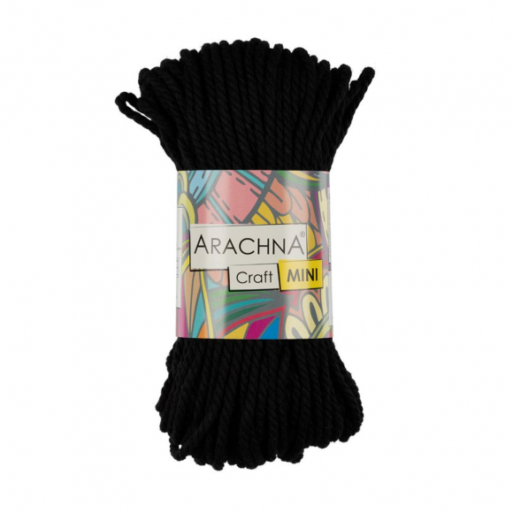 Пряжа ARACHNA Craft Mini (75% хлопок, 25% фибра) 3х94,1г/30,48м цв.03 черный