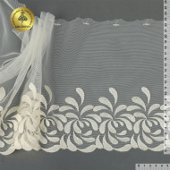 Кружево вышивка на сетке KRUZHEVO арт.TBY.OG66 шир.230мм цв.айвори, левая уп.6м