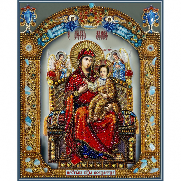 Набор для вышивания хрустальными бусинами ОБРАЗА В КАМЕНЬЯХ арт. 7763 Икона Божией Матери Всецарица 23х25,5 см