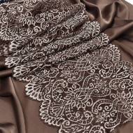 Кружево-стрейч KRUZHEVO арт.TBY.40992 шир.225мм цв.168 серебристый пион+черный уп.120м
