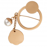 Брошь декоративная TBY.R4096.2 45мм цв. мат.золото/белый, уп. 5шт