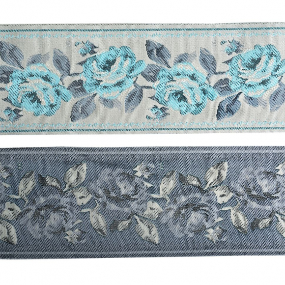Лента отделочная жаккардовая арт.TBY.3009-5 шир.90 мм, цв.серо/голубой, уп.25 м Лента отделочная жаккардовая арт.TBY.3009-5 шир.90 мм, цв.серо/голубой, уп.25 м