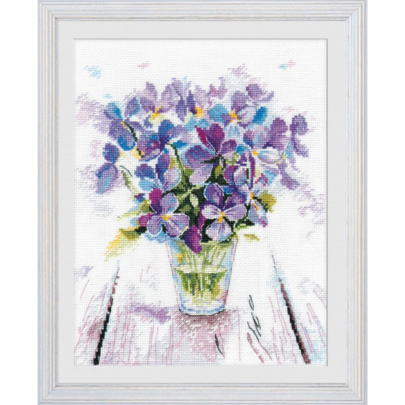 Набор для вышивания ОВЕН арт. 1006 Голубые виолы 19х22 см