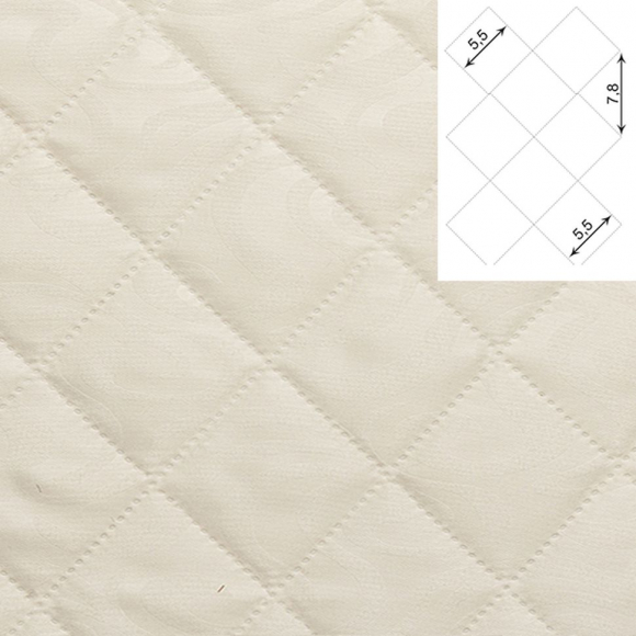 Термостежка Поликоттон арт.РАД.47613 120г/м? № 0000 beige LT рис.№21 ромб 5,5 цв.молочный Синтепон 100г/м? шир.220см рул.20-45м