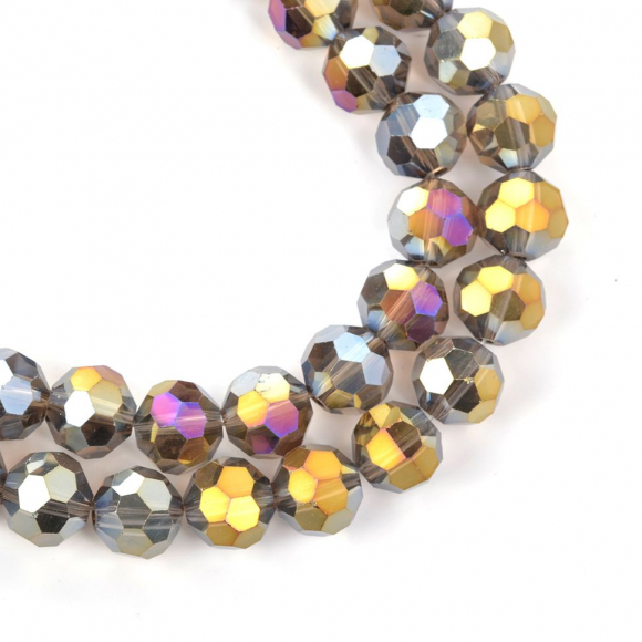 Бусины граненые Рондель (стекло) на нитях арт.TBY-R-2 10мм  цв.05 AB серый уп.30х72 бусины