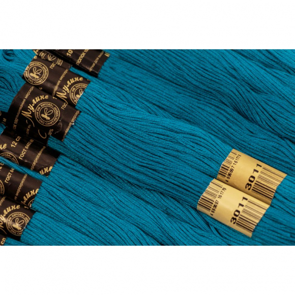 Нитки мулине цв.3011 бирюза 12х10м С-Пб