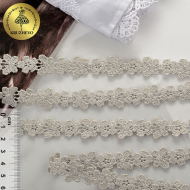 Кружево гипюр KRUZHEVO с бабочками арт.TBY.26416 шир.18мм цв.017 св.серый уп.13.71м