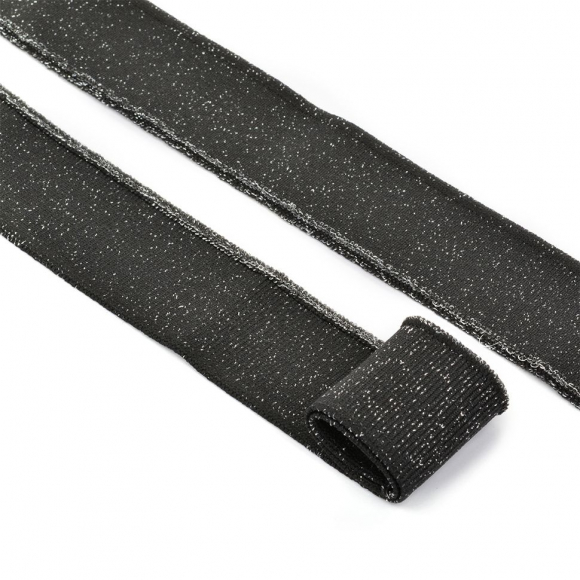 Подвяз трикотажный полиэстер арт.TBY.73063 цв.черный с люрексом серебро, 3,5х80см уп.5шт Подвяз трикотажный полиэстер арт.TBY.73063 цв.черный с люрексом серебро, 3,5х80см уп.5шт