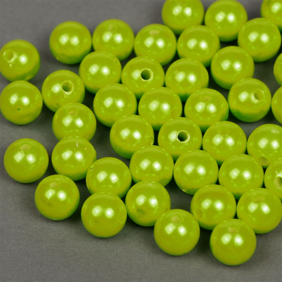 Бусины MAGIC 4 HOBBY круглые перламутр 12мм цв.017 салатовый уп.50г (53шт)