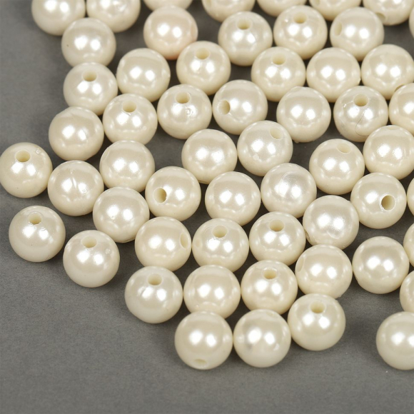 Бусины MAGIC 4 HOBBY круглые перламутр 10мм цв.001 молочный уп.50г (96шт)