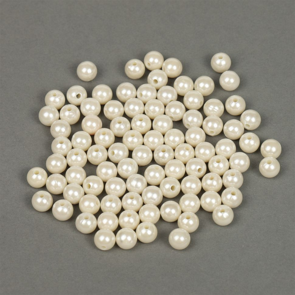 Бусины MAGIC 4 HOBBY круглые перламутр 10мм цв.001 молочный уп.50г (96шт)