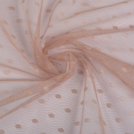 Фатин горошек мягкий шир.160см  100% полиэстер арт.TBY-1907-17 цв.бежевый диаметр горошин 0,6см рул.15м