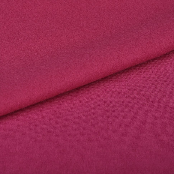 Ткань футер 3х нитка начес однотон. 320г/м?  80% хл  20% полиэстр  шир.185см арт.ШН-300-48 цв.малина рул.30-60 м