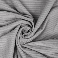Ткань трикотаж лапша 320 г/м? 62% пэ, 30% вискоза, 8% спандекс шир.160 см арт.С.1906.02 цв.светло-серый рул.30м