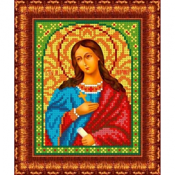 Набор для вышивания бисером КАРОЛИНКА арт. КБИН-5007(ч) Св.Муч.Марина 13х16 см