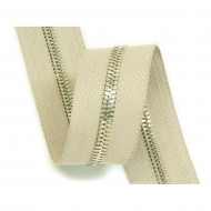 Молния рулонная металл №5СТ никель цв.D576 св.бежевосерый уп.5м