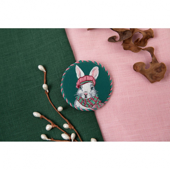 Набор для вышивания PANNA Живая картина арт. JK-2279 Брошь. Кролик Жерар 5,5х5,5 см