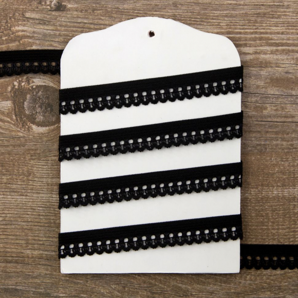 Резинка отделочная ажурная, цвет черный