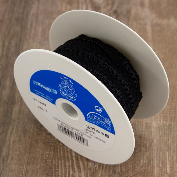 Резинка отделочная ажурная, цвет черный