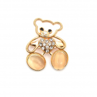 Брошь металл Мишка со стразами и камнями арт.UF.SH-4 25х30мм цв.золото уп.5шт