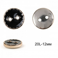 Пуговицы пластик TBY.36 цв. золото/черный 20L-12мм, 2 прокола, 50шт