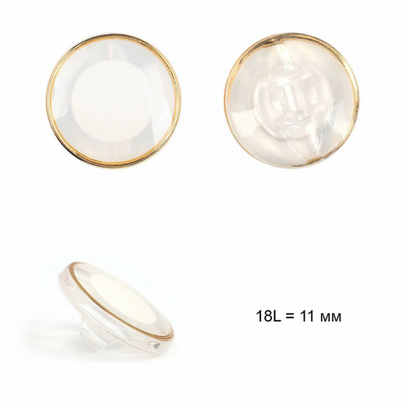 Пуговицы пластик TBY.B304 цв.02 прозрачный/золотой 18L на ножке 50шт