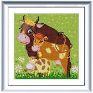 Рисунок на ткани КОНЁК арт. 1388 Бычок семьи 25х25 см