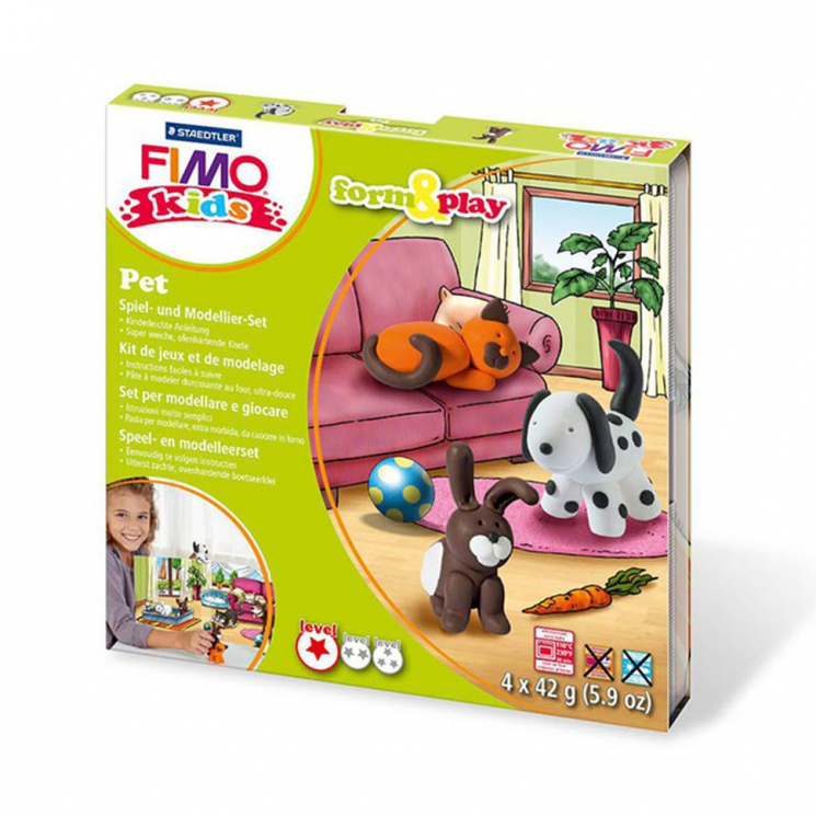 FIMO kids form&play Домашний любимец, состоящий из 4-ти блоков по 42г, уровень сложности 1, арт.8034-02 LZ