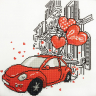 Кристальная мозаика на холсте ФРЕЯ арт.ALV-107 Красная машинка 40х40 см