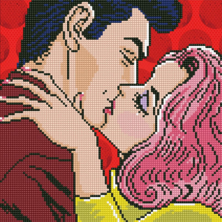 Кристальная мозаика на холсте ФРЕЯ арт.ALV-79 Поцелуй. Поп-арт 30х30 см