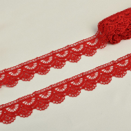 Кружево гипюр KRUZHEVO арт.TR.8G8100 шир.33мм цв.02 красный уп.9м