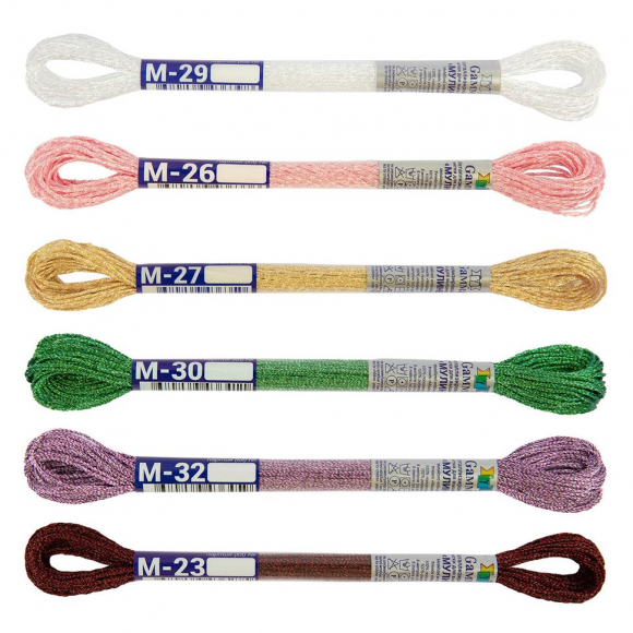 Нитки для вышивания Gamma набор мулине Металлик 100% полиэстер 6 x 8 м цв.06 Сияющий вихрь