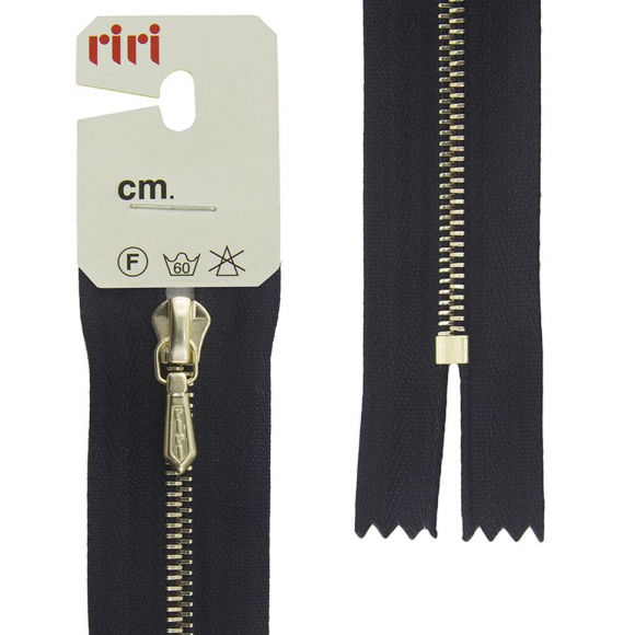 137500_Молния металл, Gold, слайдер Tropf, 4 мм, неразъёмная карманная, 18 см, цвет 2110, черный