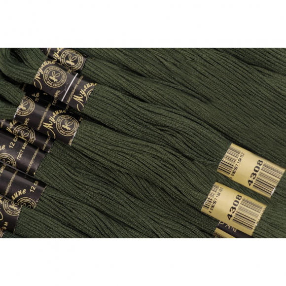 Нитки мулине цв.4308 т.хаки 12х10м С-Пб
